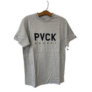 PVCK Hockey Short Sleeve Graphic T Shirt Mens Large Gray Crewneck Basic Tee NEW